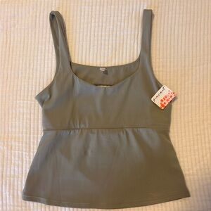 FP Movement by Free People Olive Scoop-Neck Tank with Waist Seam